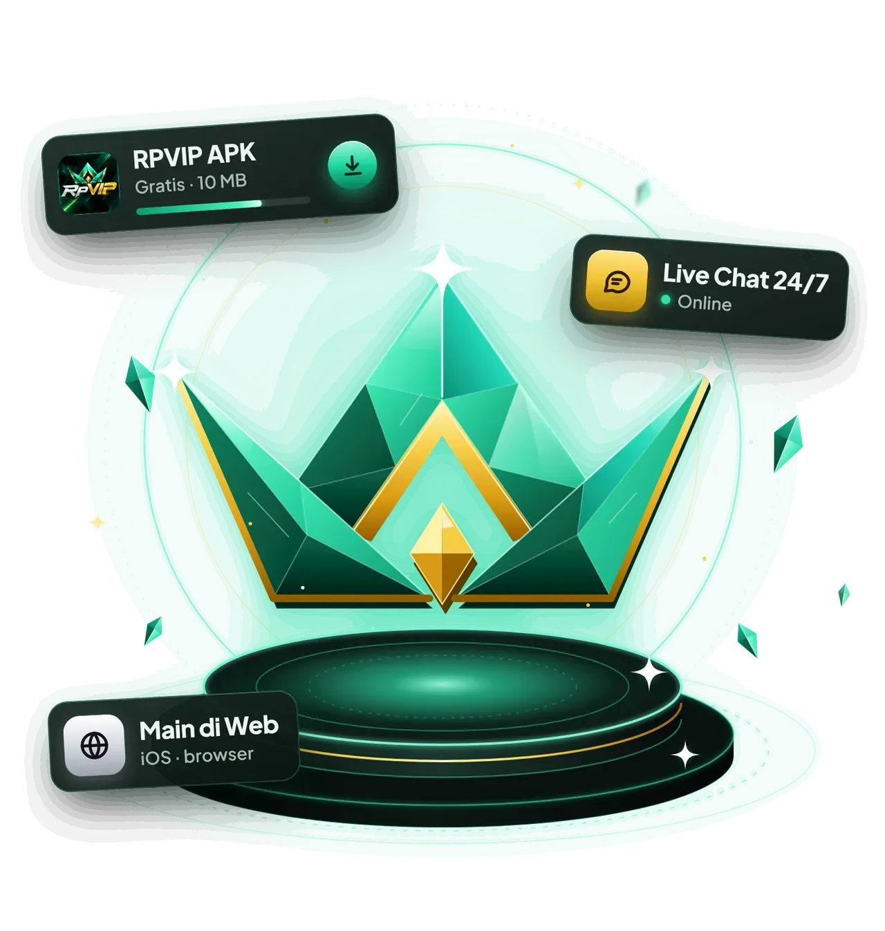 RPVIP: download APK gratis 10 MB, live chat 24/7, dan main langsung di web